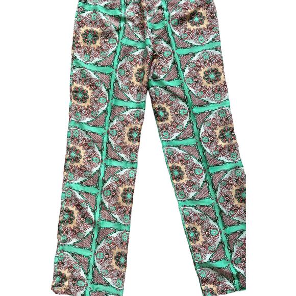 Gianni Bini Women's Medium Green Red White Geometric Paisley Print Flowy Pants - Picture 14 of 16
